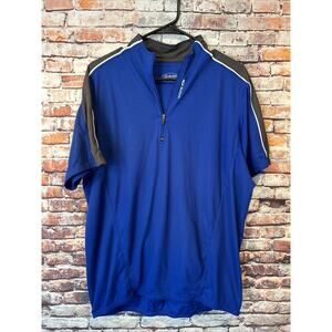 blue sugoi 1/4 zip actice cycling jersey shirt pockets mens size xl